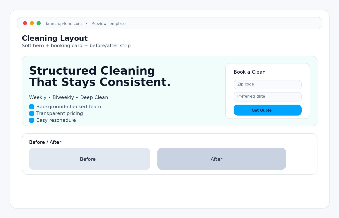 Cleaning layout preview